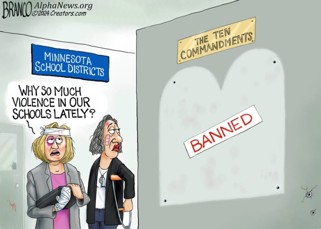 Branco Cartoon: Indoctrination in the Classroom has caused Crime Increase in US
